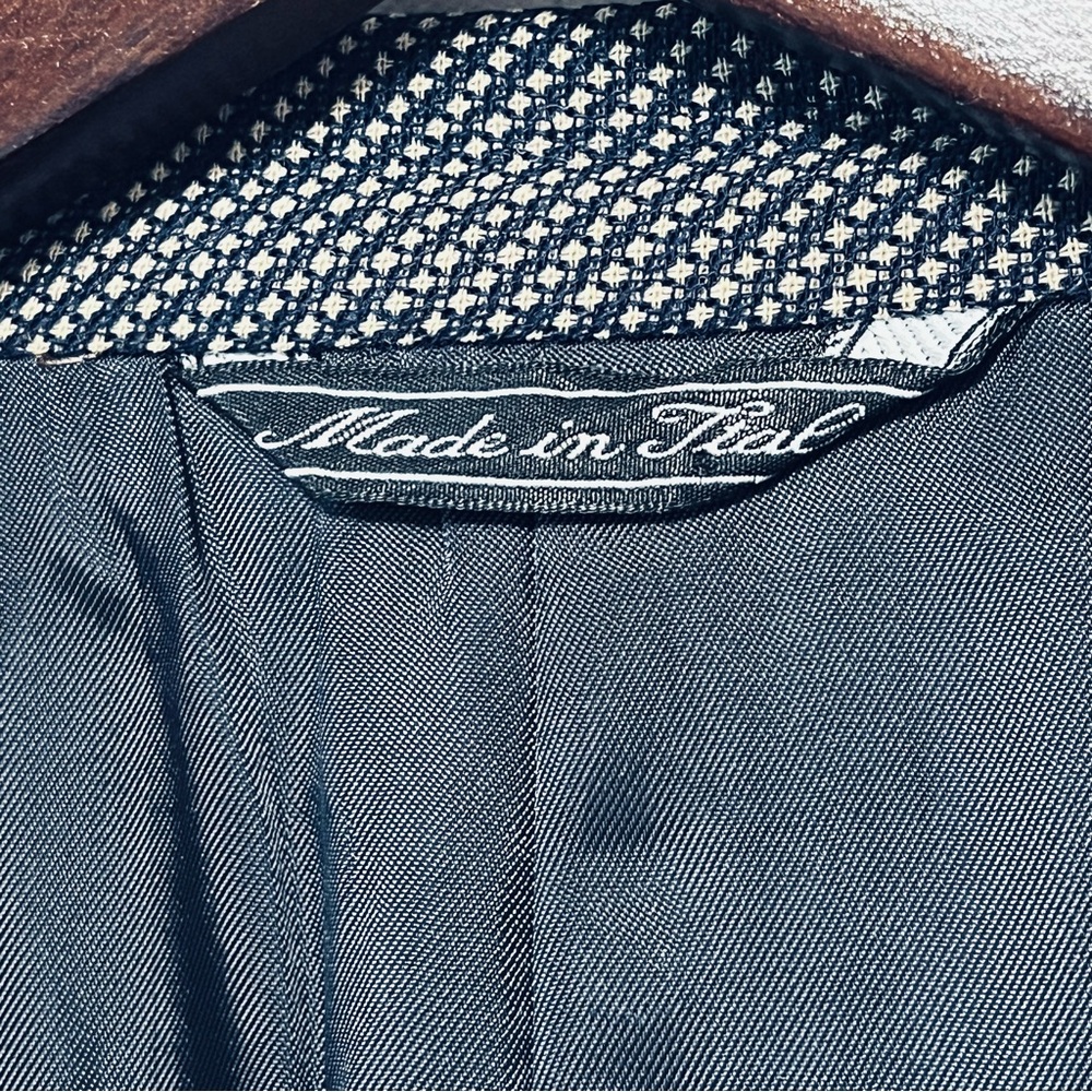 Vtg TRUSSINI Linea Nuova Wool Sport Coat Men 43R Blazer Navy Blue Birdseye Italy - Picture 10 of 16